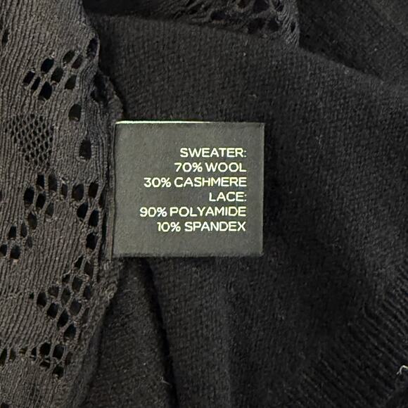 Saks Fifth Avenue Wool Cashmere Blend Lace Back Short Sleeve Sweater Small NWT - Picture 9 of 9